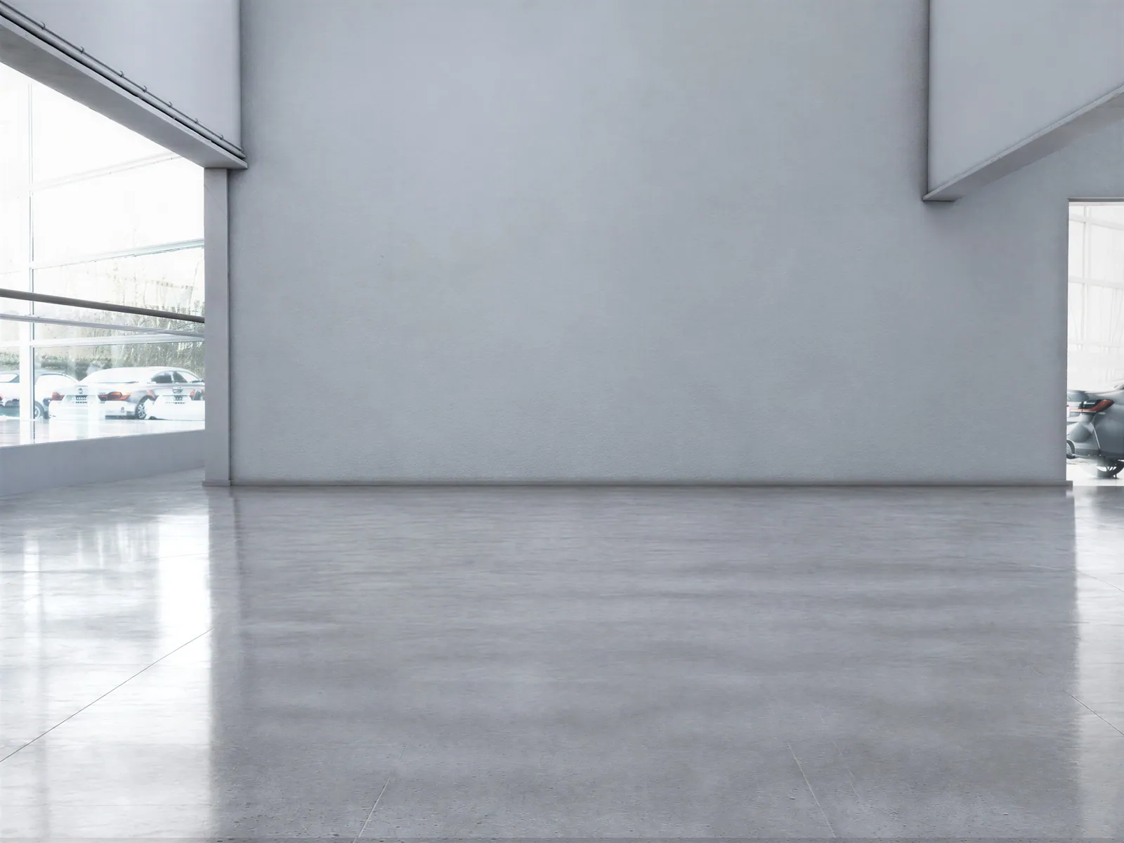 The “Blue-grey showroom, side window” background on its own, with no vehicle.