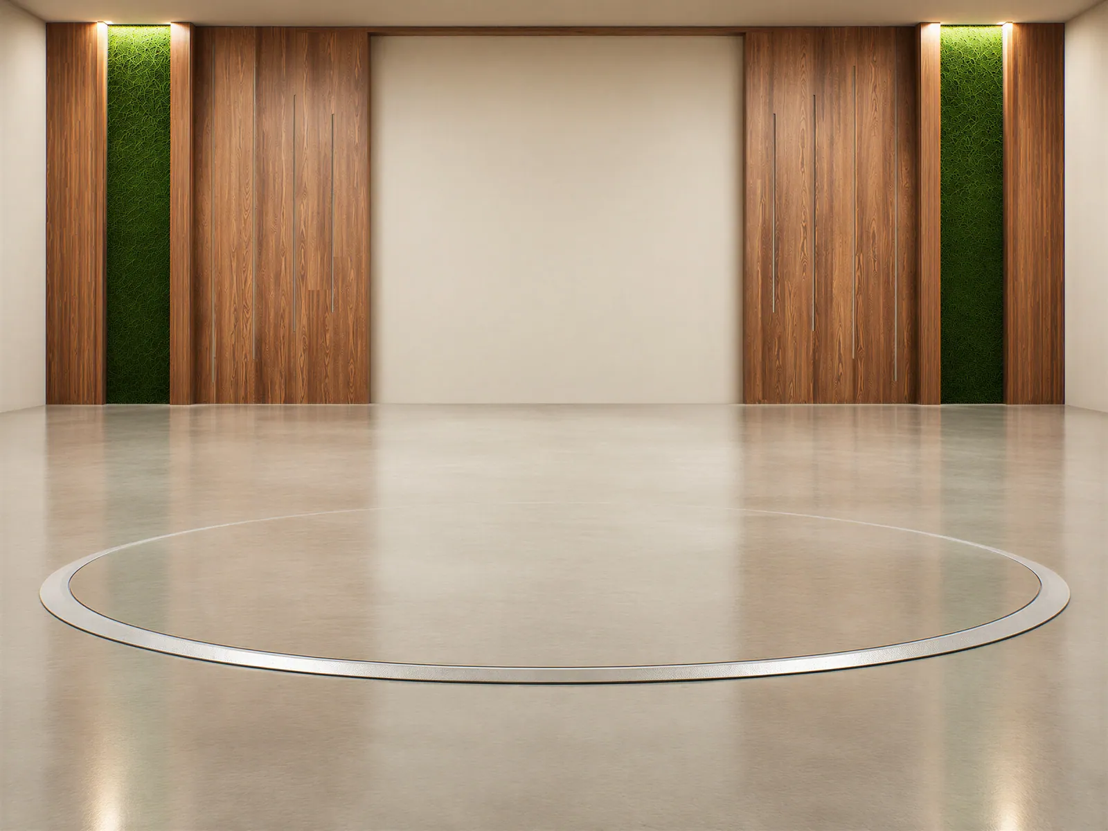 The “Walnut & moss showroom” background on its own, with no vehicle.