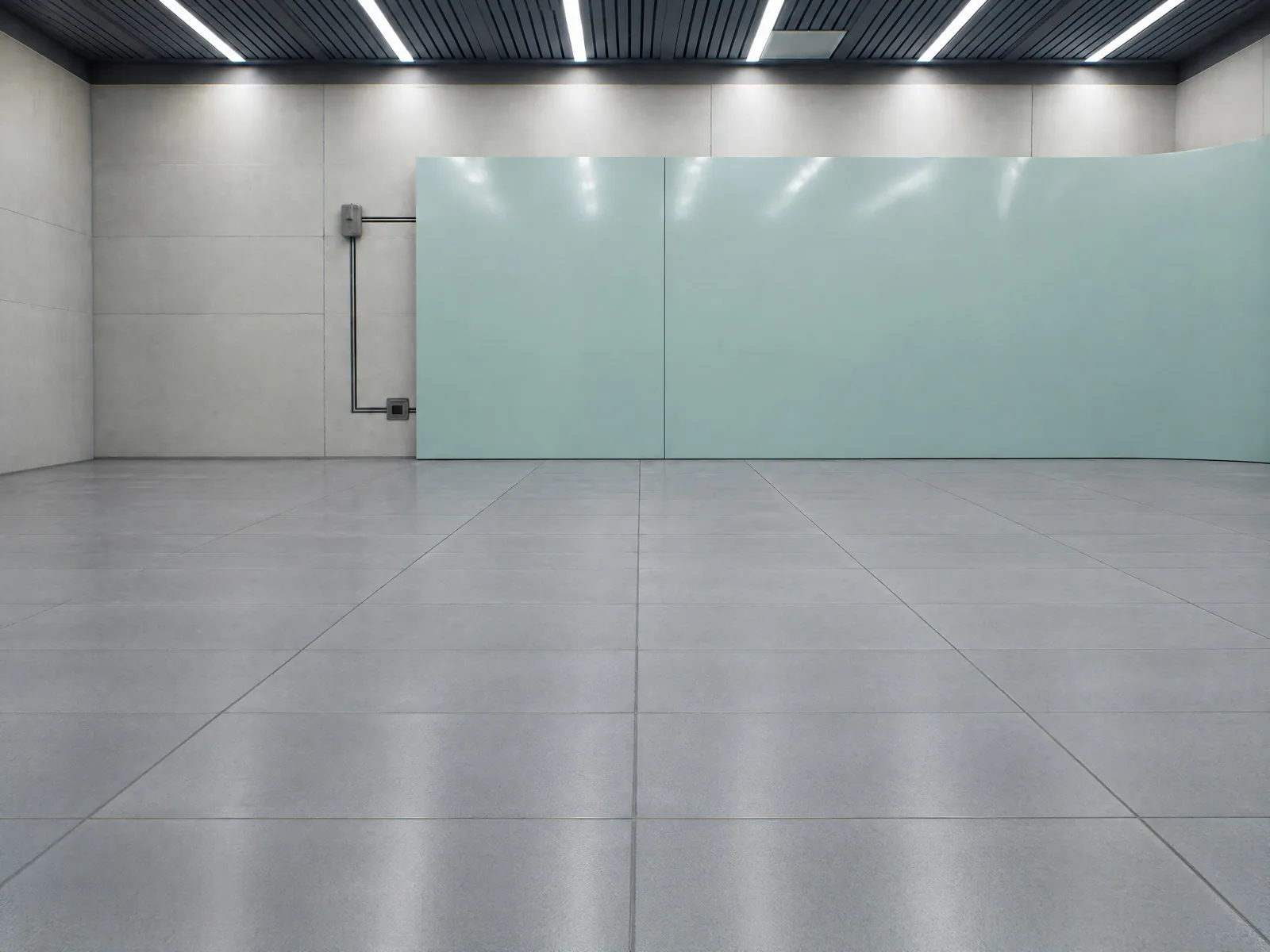 The “Concrete bay, mint wall” background on its own, with no vehicle.
