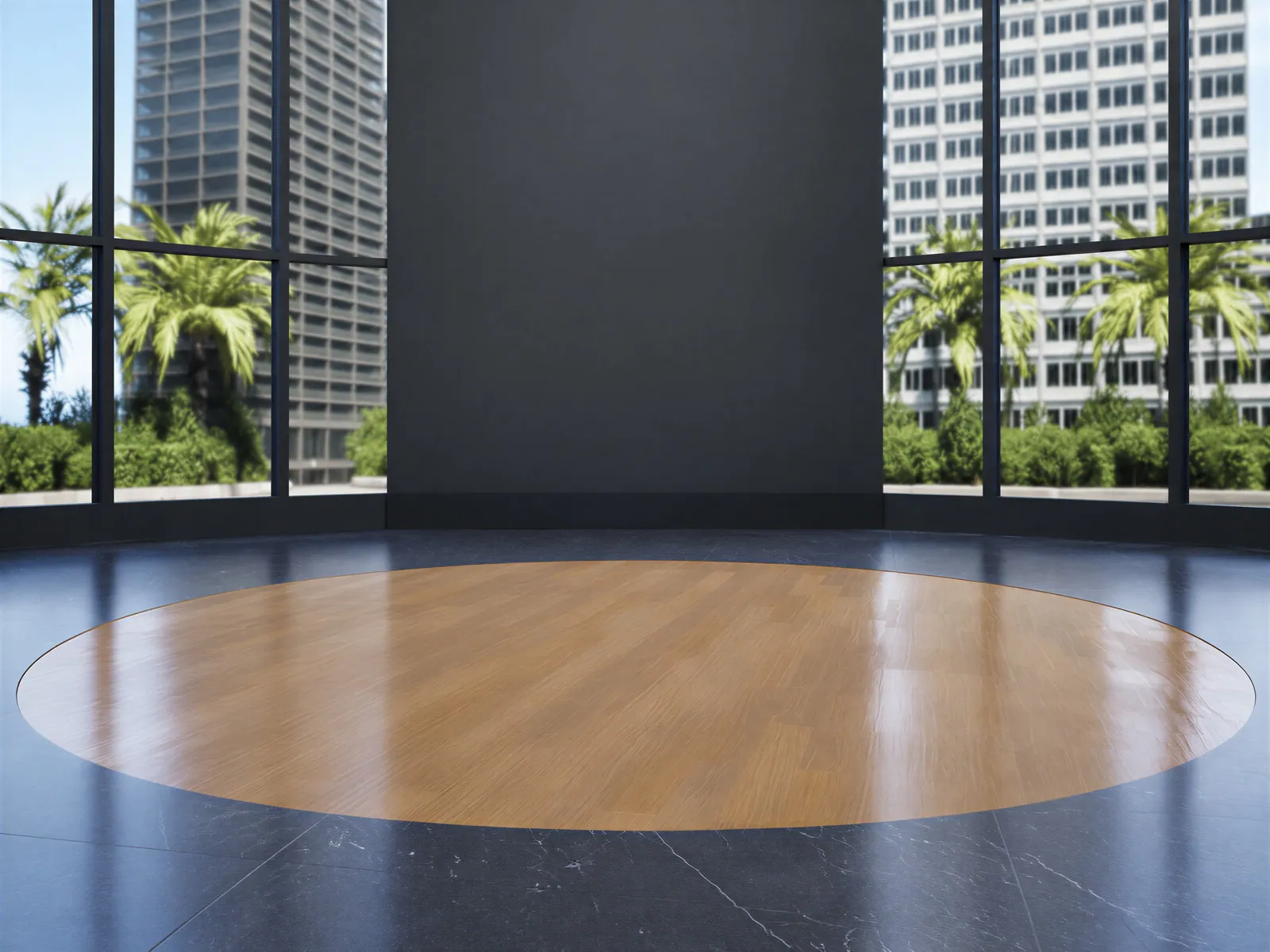 The “City window, oak turntable” background on its own, with no vehicle.