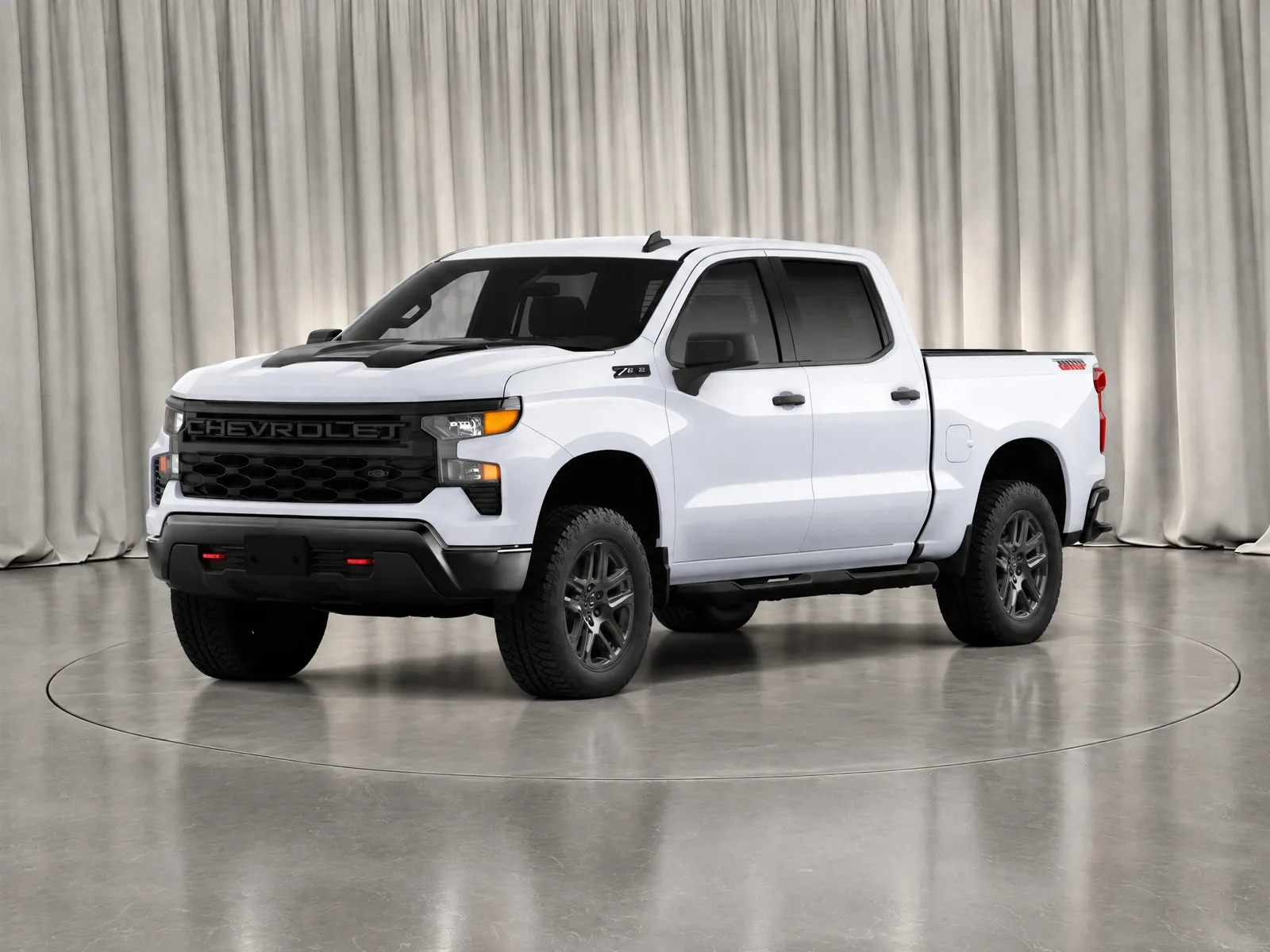 Pickup truck on the “Ivory drapes, ring” background.