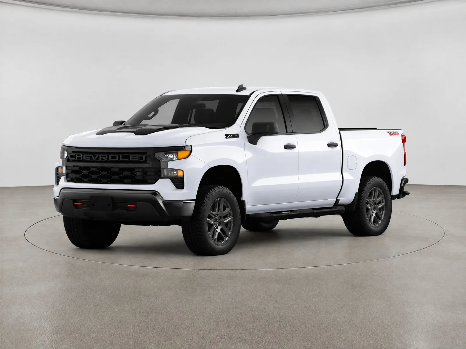Pickup truck on the “White backdrop, taupe floor, ring” background.