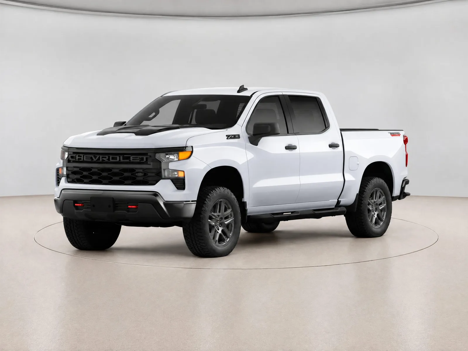 Pickup truck on the “White backdrop, cream floor, ring” background.