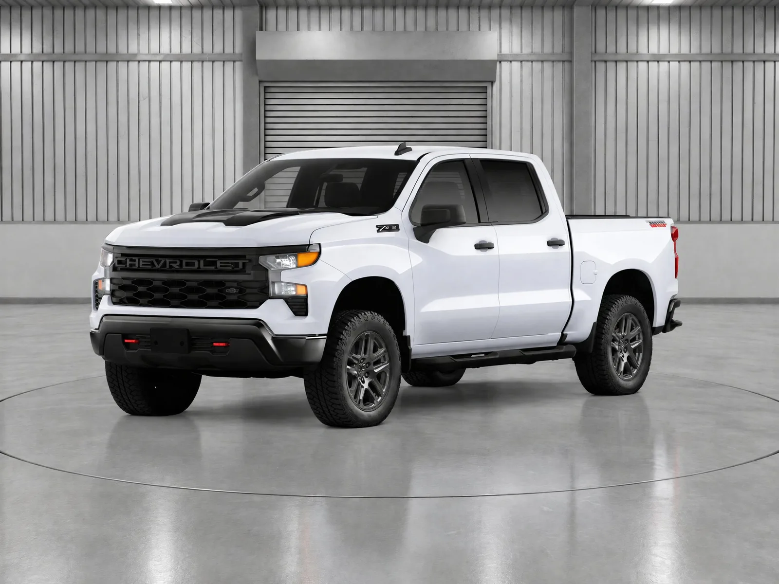 Pickup truck on the “Warehouse roller door, ring” background.