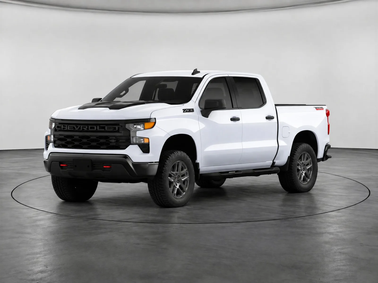 Pickup truck on the “White backdrop, charcoal floor, ring” background.