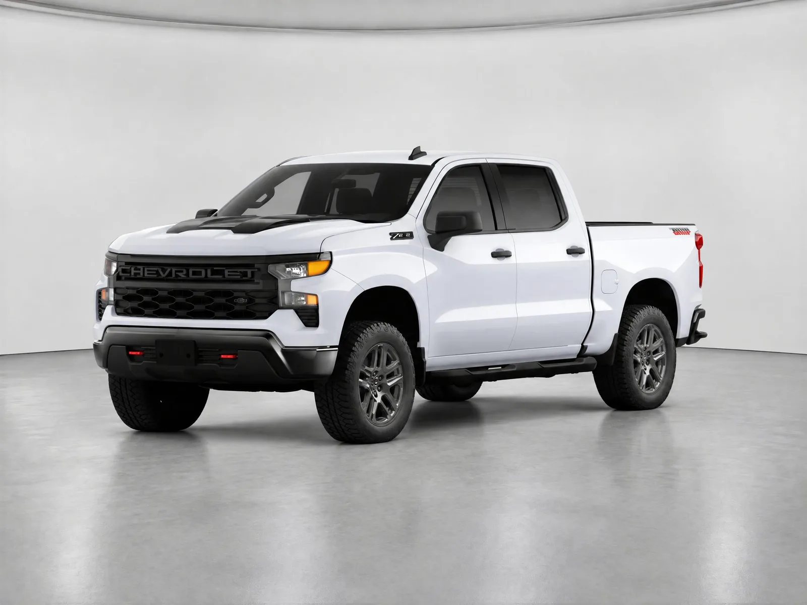 Pickup truck on the “White backdrop, light grey floor” background.