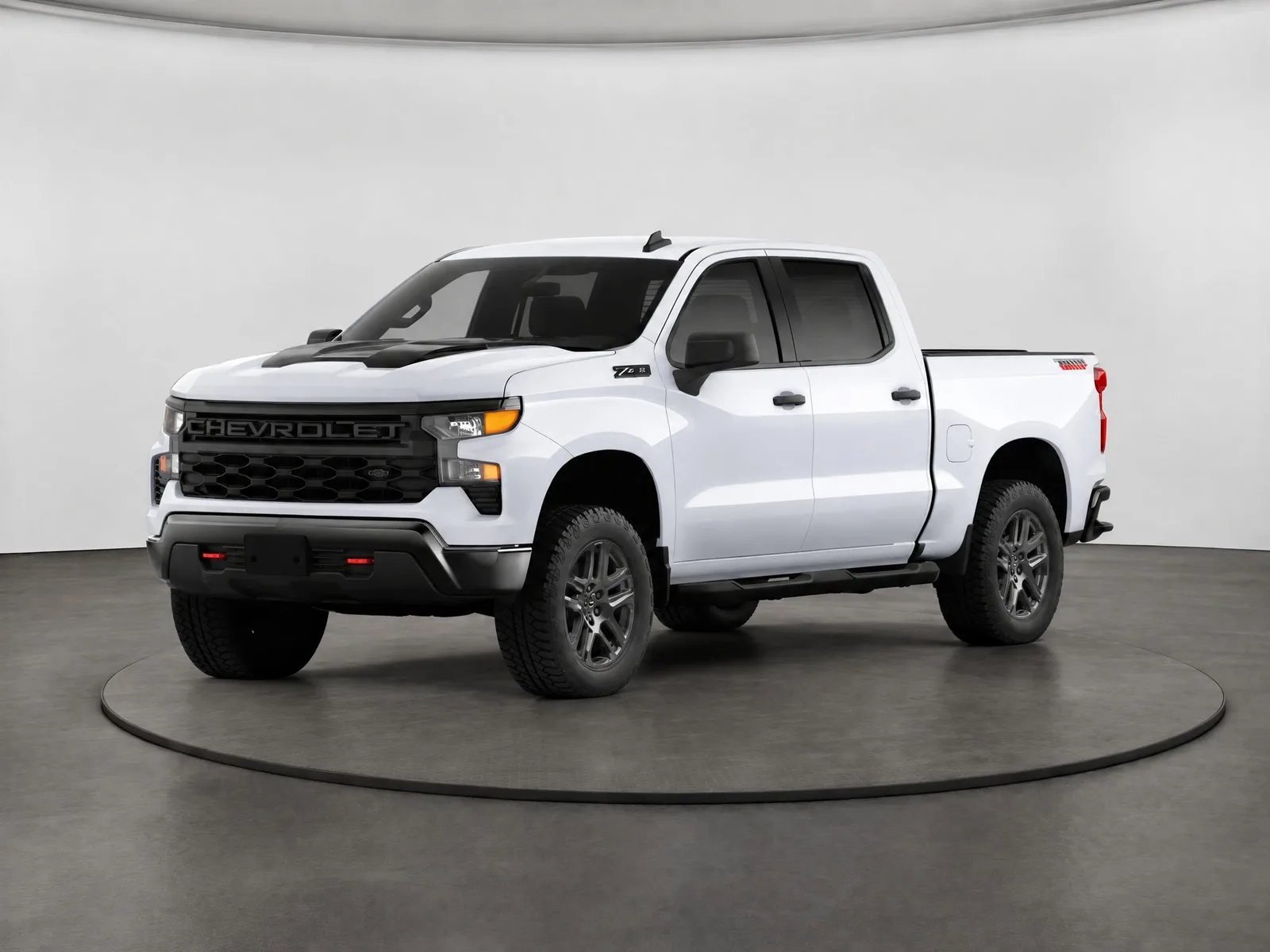 Pickup truck on the “White backdrop, dark turntable” background.