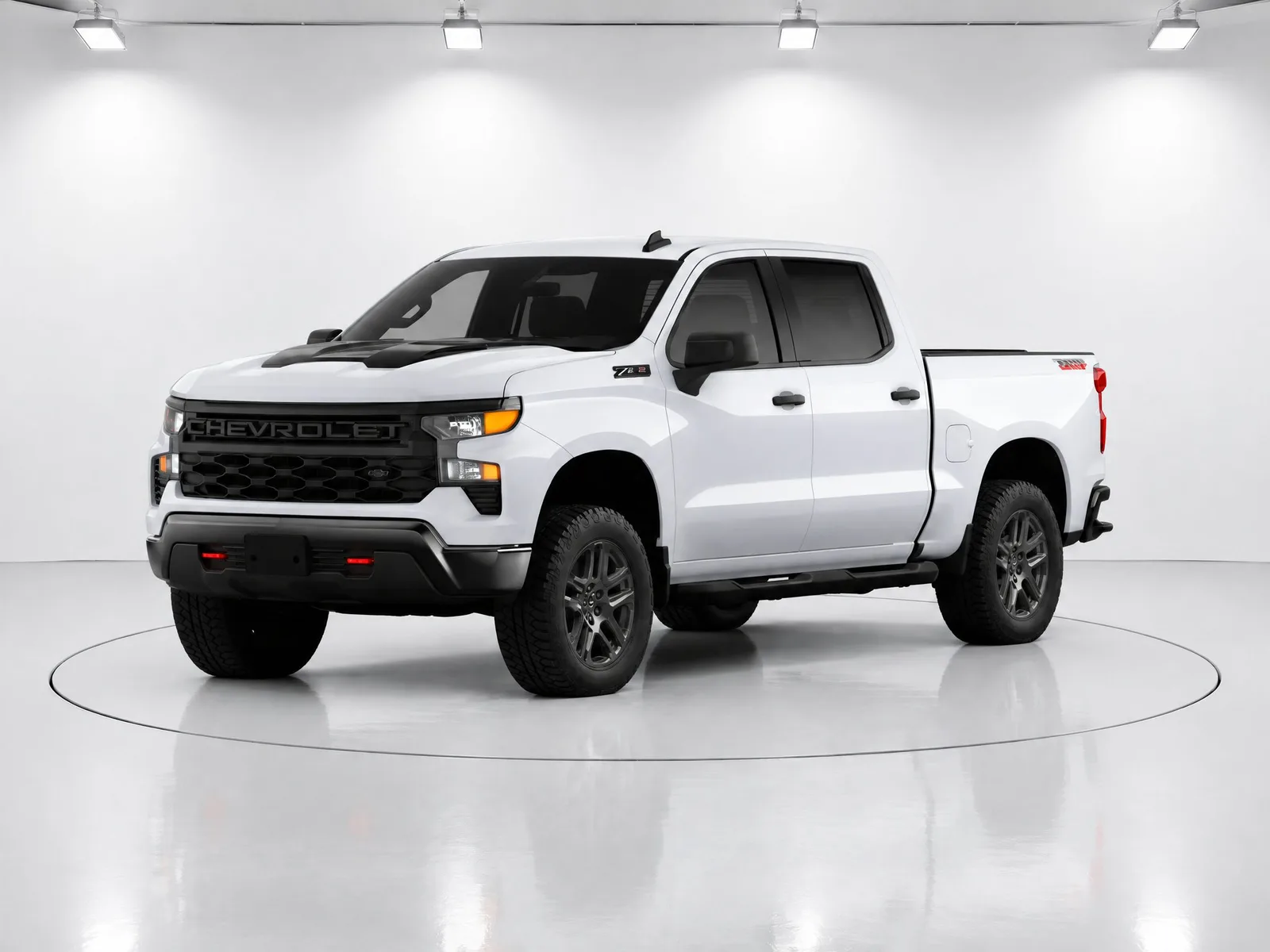 Pickup truck on the “Spotlit white gallery, ring” background.