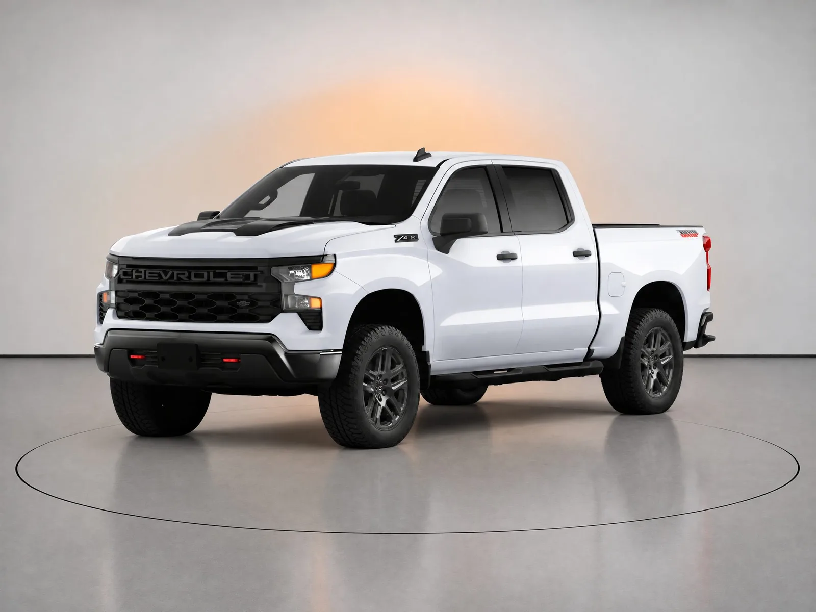 Pickup truck on the “White wall, amber glow, ring” background.