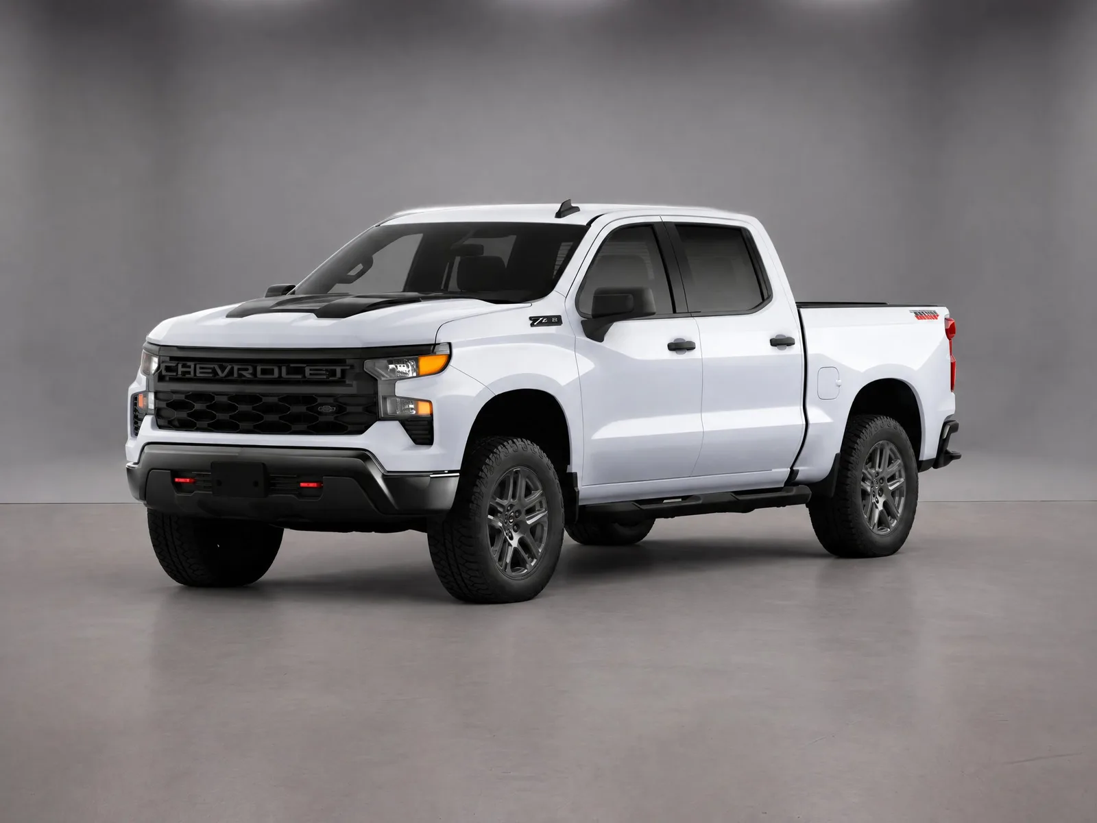 Pickup truck on the “Gray studio floor” background.
