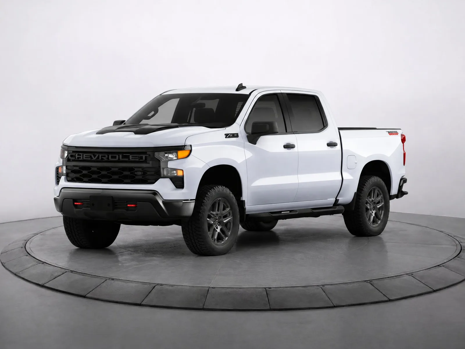 Pickup truck on the “Gray turntable studio” background.