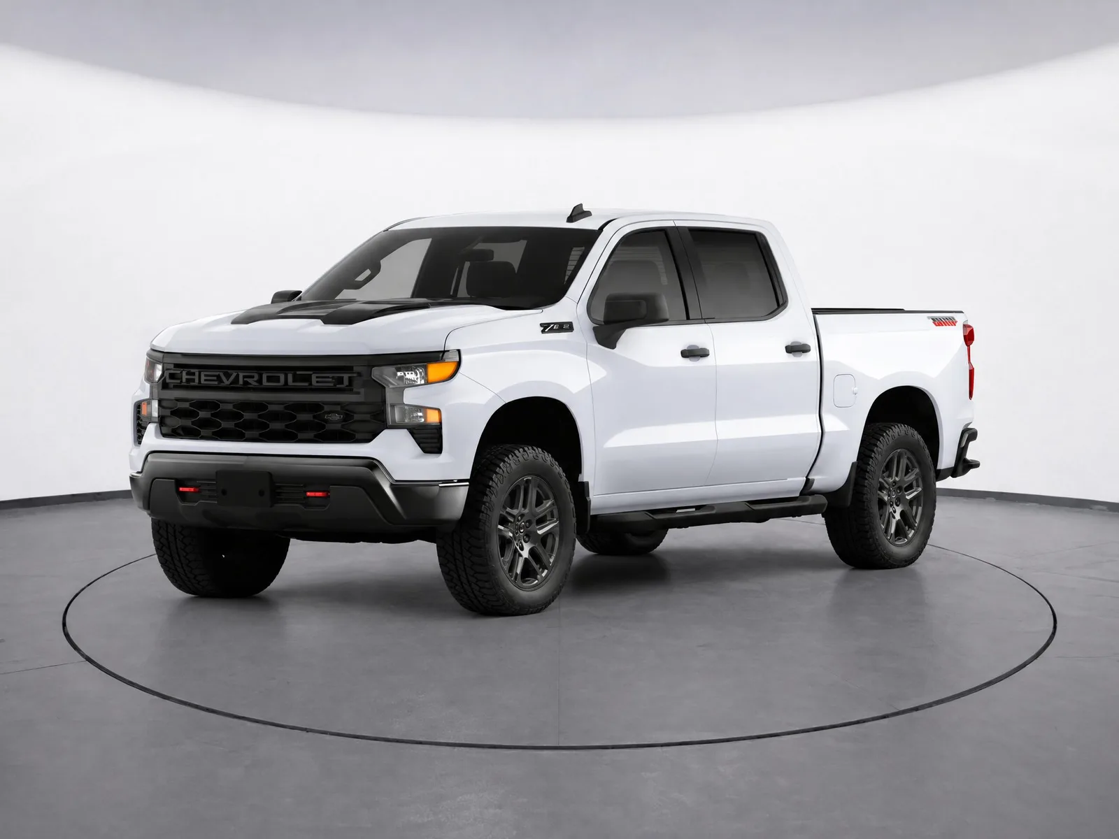 Pickup truck on the “Curved white room, ring” background.